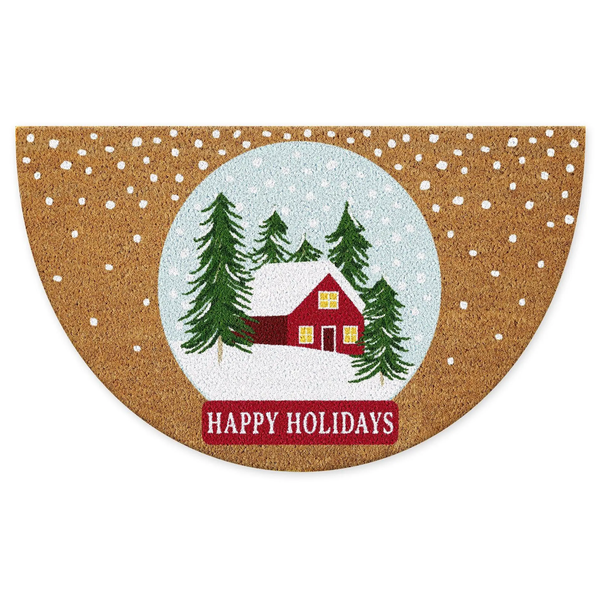 Design Imports Happy Holidays Snow Globe 17" x 29" Doormat