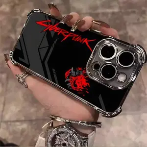 Cyberpunk Flame Logo Pattern Anti Drop Shell Suitable for iPhone 17 Promax 16 15 14 13 12 electroplated anti drop soft case phone case 018 Protector Screen Protector Protection Cover Protective Casing.HMA176