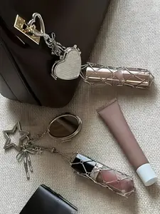 Creative Butterfly Heart Mirror Mesh Keychain, Cute Plain Design, Perfect for Handbags & Backpacks, Ideal Gift for All Seasons