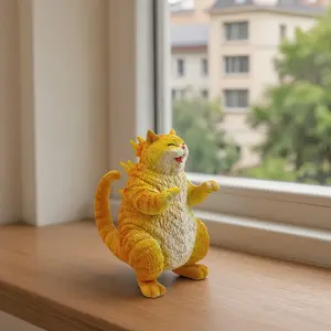 Halloween Monster Cat Figurine, Collectible Figurines, Unique Handmade Resin Monster Statue, Funny Cat Sculpture Decor for Home Office Desk, Collection for Monster Fans and Cat Lover