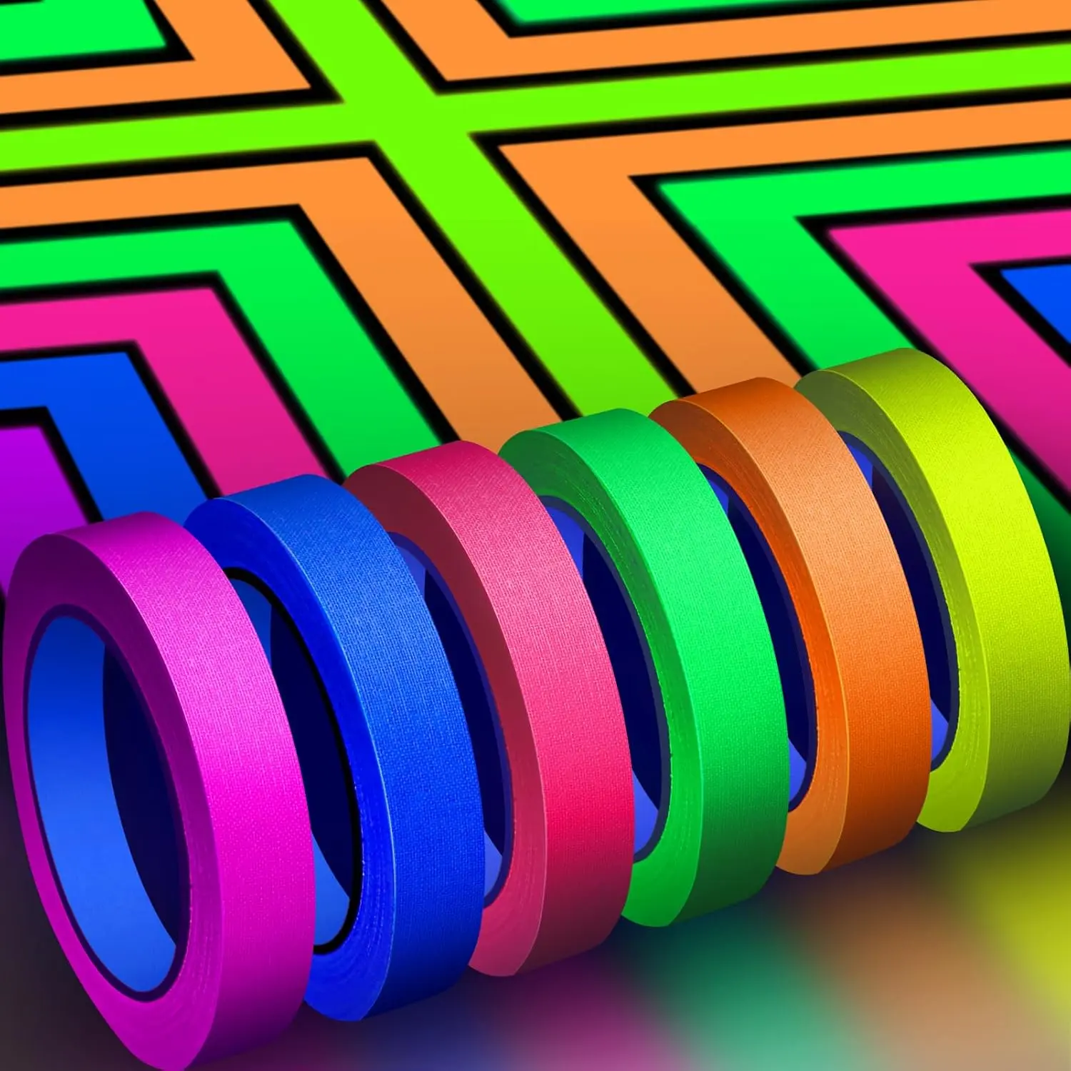 Colors Neon Gaffer Cloth Tape, Fluorescent UV Blacklight Tape for UV Party