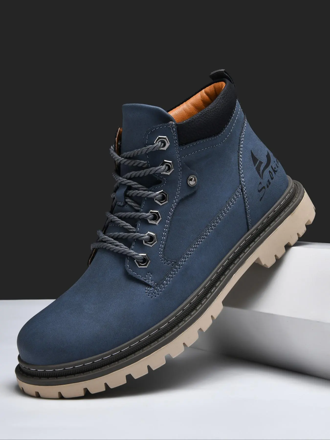 Men's Fashionable Solid Color Lace Up Work Ankle Boots, Workboots, Nonslip Work Shoes, Versatile Work Shoes, Casual Comfortable Non-slip Boots for Outdoor, Male All-match Round Toe Shoes for Daily Wear
