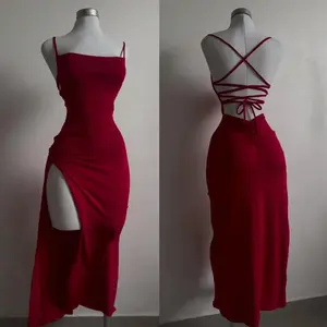 explosive dress summer high sensibility halter strap Spice Girl bag hip dress