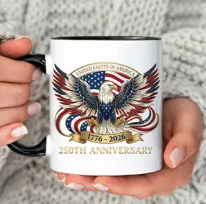 250th Anniversary United States Mug, Patriotic Eagle Mug, America 1776–2026 Mug, Independence Day USA Mug, Patriotic American Flag Mug