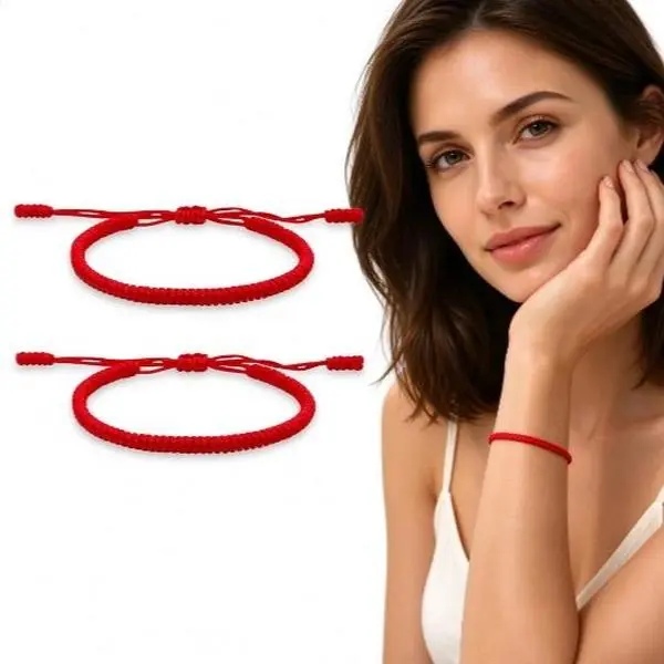 Red String Bangles Bracelets Set - 6–9.5 In Handmade Stacking Twin Braided Bracelets & Bangles, Soft Strong Durable Cord, Lucky Destiny Charm for Men/Women, Ideal Gift for Loved Ones,sohochic