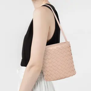 Four Happiness Blessing Bag All - Match Stylish Classic Ladies' Sheepskin Woven Bag Vegan Leather Tote Slouchy Tote