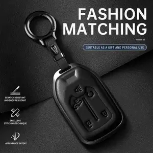 For Chevy Key Fob Cover Leather Car 2017-2021 Suburban Silverado Tahoe GMC Acadia Sierra Terrain Key Case chevy key Truck Car Key Accessory Car Key Protector