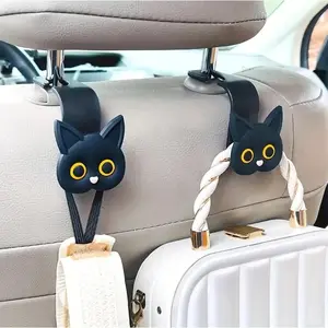 2pcs Adorable 3D Cartoon Cat Car Seat Headrest Hooks - Universal Vehicle Storage Organizer for Handbags, Purses, Coats - Cute Ca #RKF
