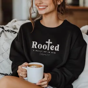 Rooted in Jesus SweatShirt, Fall Christian T-Shirt, Colossians 2 7 Bible Verse Apparel, Faith Based Crewneck for Autumn Apparel, Religious Hoodie