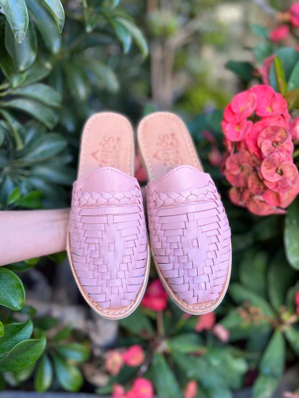 Mexican Artisanal Sandal. All sizes Boho-Hippie Vintage Sandals. Mexican Leather Mules. Solid Color Sandals. Mexican Huarache Sandal.