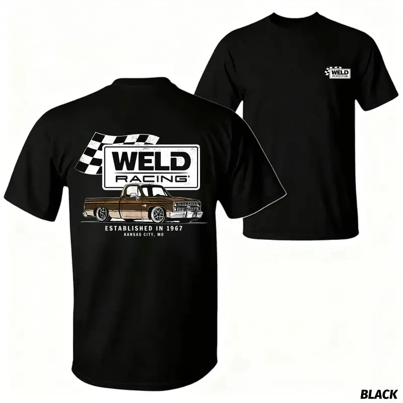 180gRetro C10 Truck Men’s T-Shirt, Weld Racing Inspired Graphic Tee, Double-Sided Print, Casual Streetwear Cotton Top, Ideal Gift for Dad & Car Enthusiasts