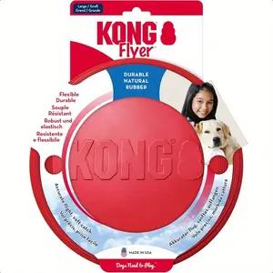 1pc KONG Flyer Dog Toy - Durable Polypropylene Flying Disc with Stripes Pattern - All Breed Sizes - Outdoor Playtime & Fetch Safe Activity for Medium to Large Dogs, Heavy Duty Dog Toys