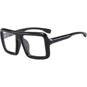 Black  Thick Glasses for Women Men,Shiny Square Frame Old Man Nerd Costume Accessory Clear Lens Spectacles,Old Lady Nerd Costume Non-Prescription Eyeglasses