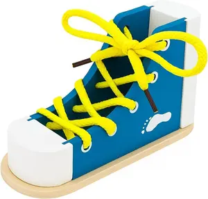Learn to Tie Shoes for  with Wooden Lacing Shoe Tying  Shoe Tying Practice Kit with Wooden Toys Blue