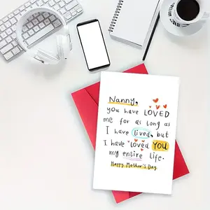 Mother's Day Card with Envelope, Handwritten Style, Perfect for Mom, Grandma, Wife, Vibrant Design, Ideal Gift for Mother's Day