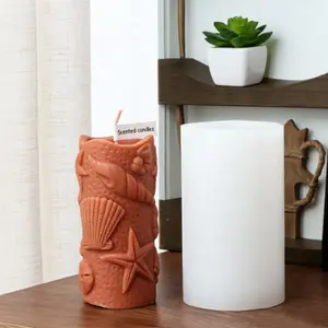 Ocean Themed 3D Conch Seashell Starfish Cylinder Silicone Candle Mold DIY Scented Candle Resin Soap Making Tool Marine Home Decor Handmade Craft Gift