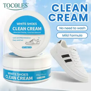 Multipurpose No-Wash White Shoe Cleaner Cream with Built-in Sponge for Leather Silicon Car Interiors 160g Mild Formula Gentle Non-Irritating Eco-Friendly