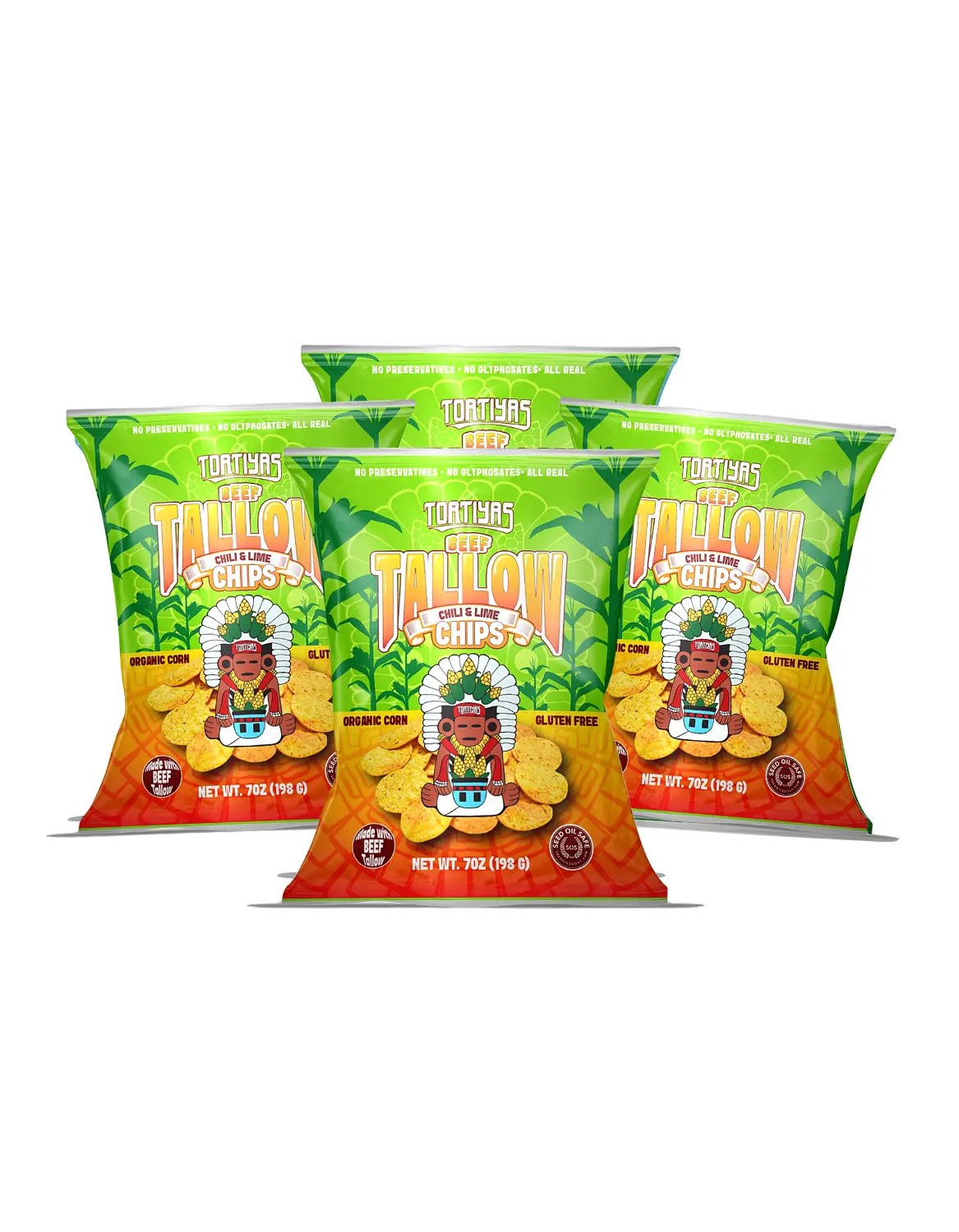 Tortiyas Beef Tallow Chili & Lime Flavor Crispy Traditional Fried Tortilla Chips - Organic Corn, Seed Oil-Free, Gluten-Free, Non-GMO Snack, 7 oz campingessentials
