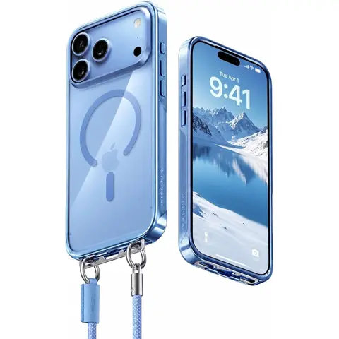 CASEKOO Color-Matched Glacier/Burgundy MagSafe Case iPhone 18/17/16 Pro/Pro with Wrist Strap Glossy Premium LINKOO, Patented ClipSafe: Built-in Foldable Hidden Tab, Camera Lens & Raised-Edge Screen Protection, Never Yellow Clear Back, stock up