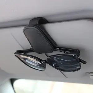 Car Sun Visor Sunglasses Holder, Magnetic Leather Glasses Clip, Car Eyeglass Holder, Ticket Card Holder, Car Accessories Tool