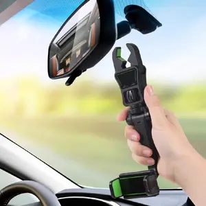 Universal Rearview Mirror Phone Mount For Car, 360° Rotatable and Retractable Phone Holder Navigator Bracket For Car,Compatible With Most 4-7 In Phones