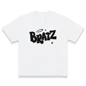 Bratz Fuzzy Text Angel Star Graphic Cotton Tshirt For Y2K Babe