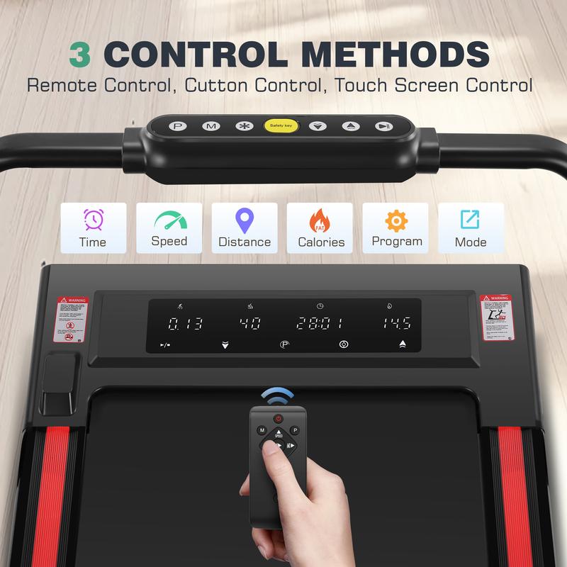 【New Year Special Offer】8-in-1 Under Desk Treadmill Walking Pad - Adjustable Height & Incline,  Foldable Home Treadmill with 3 Control Modes, 350lbs Capacity, No Assembly Required