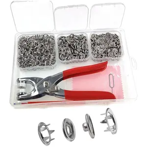 1 pack Metal Snap Button Kit with Fastener Pliers No-Sew Button Fasteners Studs with Fabric Button Fix Tools 9.5mm Snap on Button Kit for Clothing Sewing