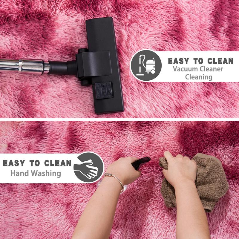 AAFKK Soft Shag Rugs For Bedroom, Tie-dye Dark Red  Fluffy Shaggy Rugs For Living Room Nursery, Luxury Modern Plush Carpet Girls Boys Kids Room Dorm Indoor Home Decor, Upgrade Non-Slip