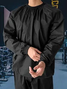 Men's Solid Sauna Top, Casual Loose Breathable Sweat Top for Gym Workout, Men's Sportswear Clothing for Indoor Outdoor Wear, Breathable Athletic Top, Running Training Tops