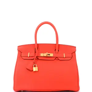 Pre-owned HERMÈS Leather Tote Bags REBAG Hermes Birkin Handbag Capucine Togo with Gold Hardware 30 by Rebag