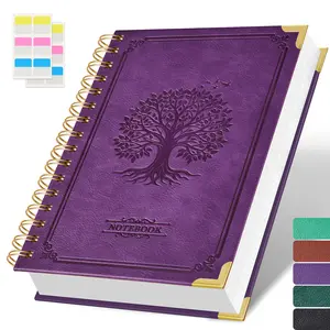 A5 Spiral Notebook Journal, 300 Pages Lined Vintage Leather Journal, with Beautiful Tree of Life Embossed, 100GSM Thick Paper, No Bleed, Inner Pocket, 5.8" X 8.2", Ideal Christmas Gift for Women/Men