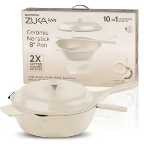 8" Zuka Pan – 4-Piece Multi-Functional Everyday Pan Set with Lid, & Nylon Spoon 8" Zuka Pan – 4-Piece Multi-Functional Everyday Pan Set with Lid, & Nylon Spoon