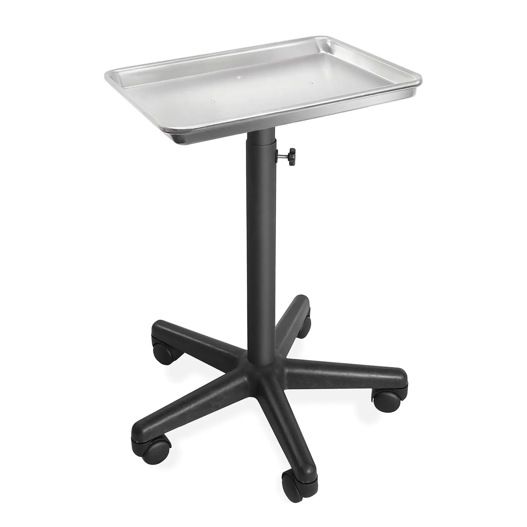 Saloniture Aluminum Instrument Tray (18 in Width) - Heavy-Duty Metal Rolling Base, Swivel & Adjustable Height Salon Chair - Hair Stylist Equipment, Nail Salon Furniture, No Fire Safety Label