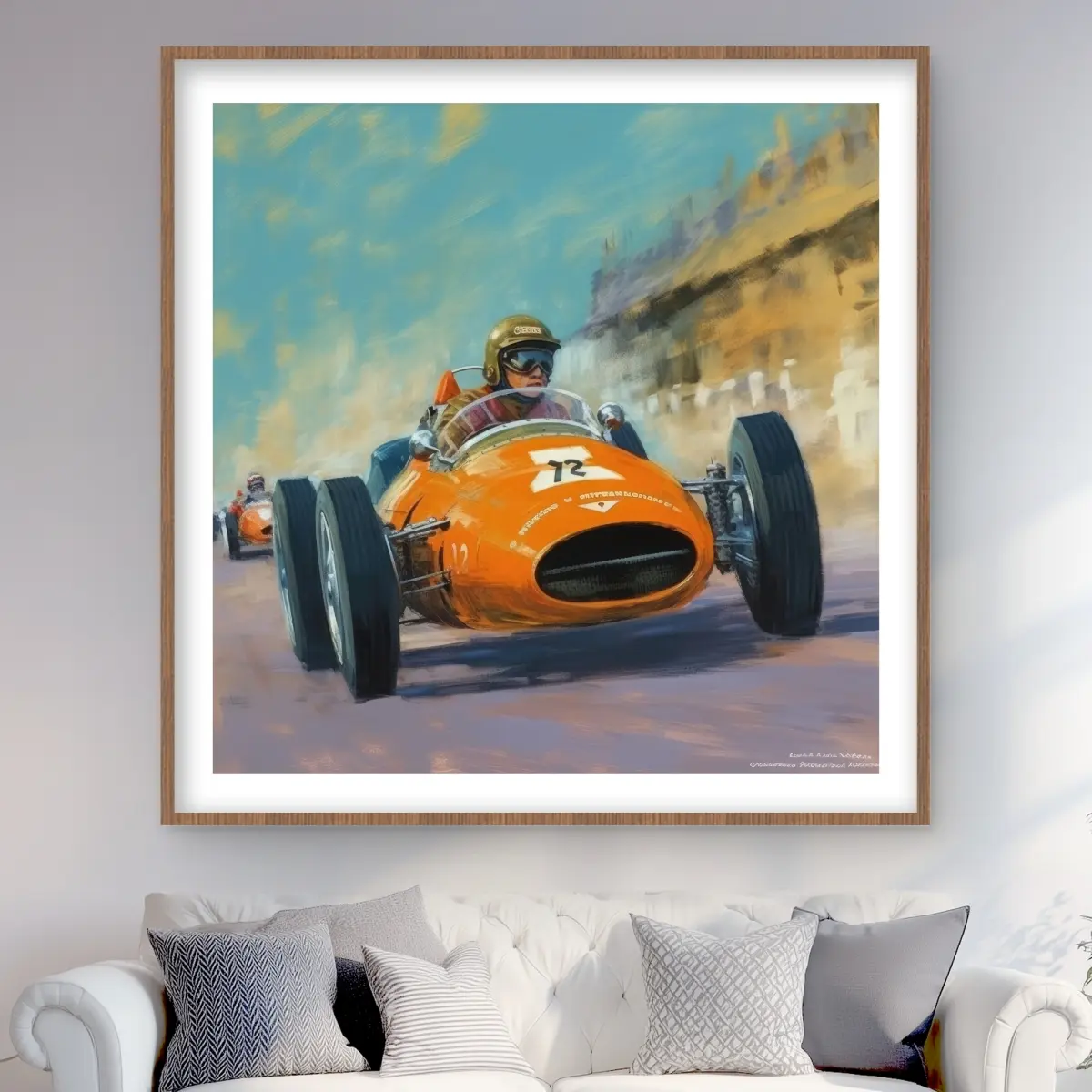 Begin Home Decor C1FM4848I4DULV 48 x 48 in. Overtaking - Orange Framed Matted Print Wall Art - Living Room Decor