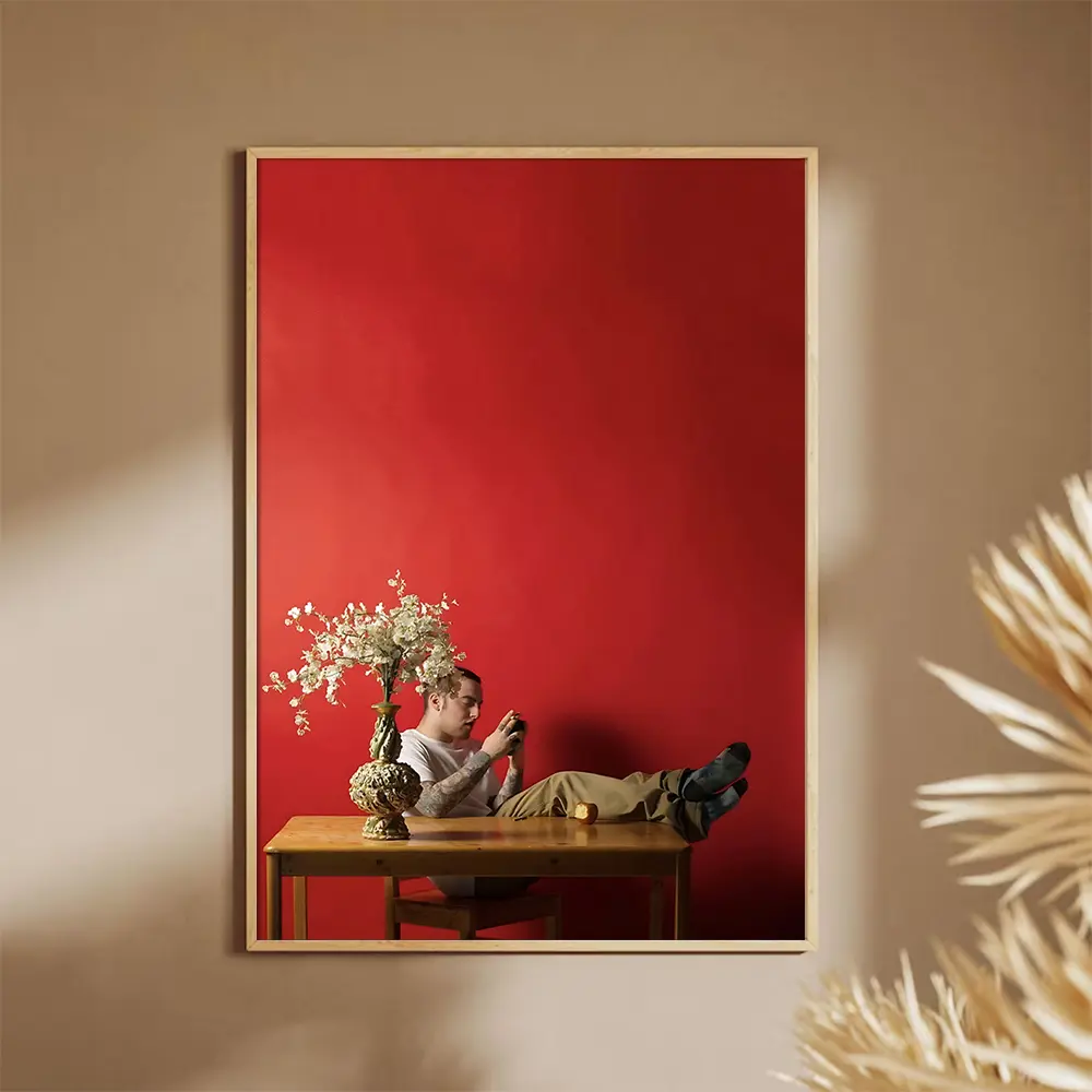 Mac Miller Poster – Minimal Red Room Photography Print | Hip-Hop Wall Art, Red Aesthetic, Studio Decor Decoration Artistic