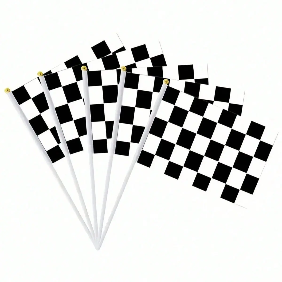 5pcs black and white racing flag waving competition flag racing signal flag black and white starting flag cheering flag cheerleading hand cranked flag Outdoor Flags