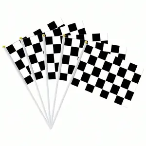 5pcs black and white racing flag waving competition flag racing signal flag black and white starting flag cheering flag cheerleading hand cranked flag