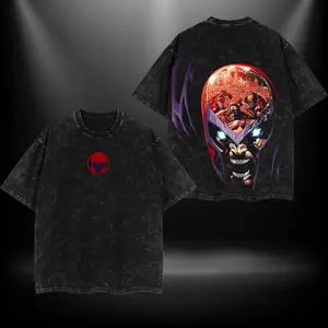 Magneto V2 MTU Double Printed Oversize Lightweight Acid Washed Tee TV Show Graphic Top Cotton Gift T-Shirt For Comic Lover, Gift T-Shirt For Movie Lover Men's Regular Fit Floral Print Tee streetwear