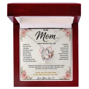 Customizable LED Necklace Gift Set for Mom | Mother's Day Heart Necklace