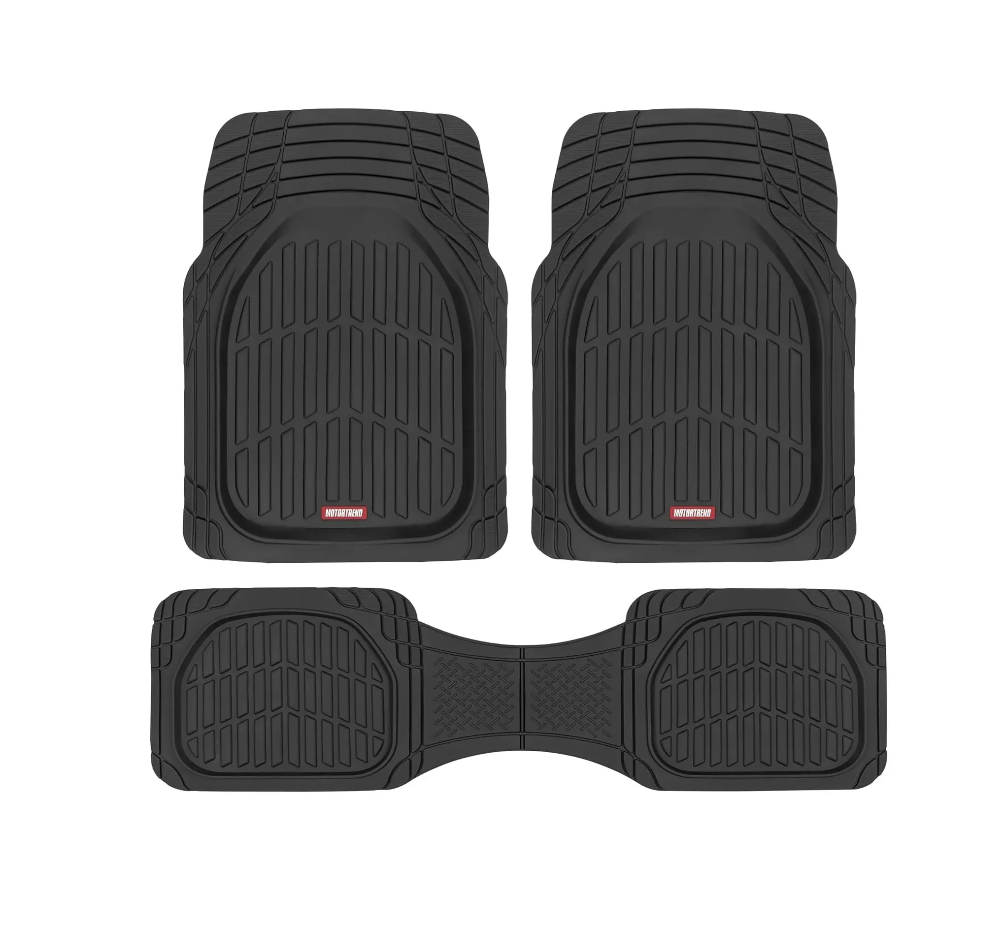 Motor Trend FlexTough All-Weather Rubber Car Mats, Universal Trim-To-Fit Waterproof Floor Liners, Heavy-Duty Front & Rear Protection for Trucks/SUVs, Anti-Skid Black Car Interior Accessories (TikTok Viral), All-Weather Floor Mats, Anti-Skid Floor Mats