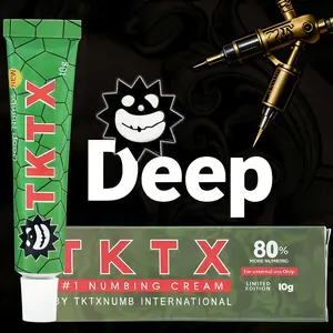 Deep Numbs 80% TKTX-Green Tattoo Cream Maximum Strength | 10g Per Tube Professional Painless Soothing Cream, 6-8 Hours Local Relief for Tattoo Artists & Enthusiasts