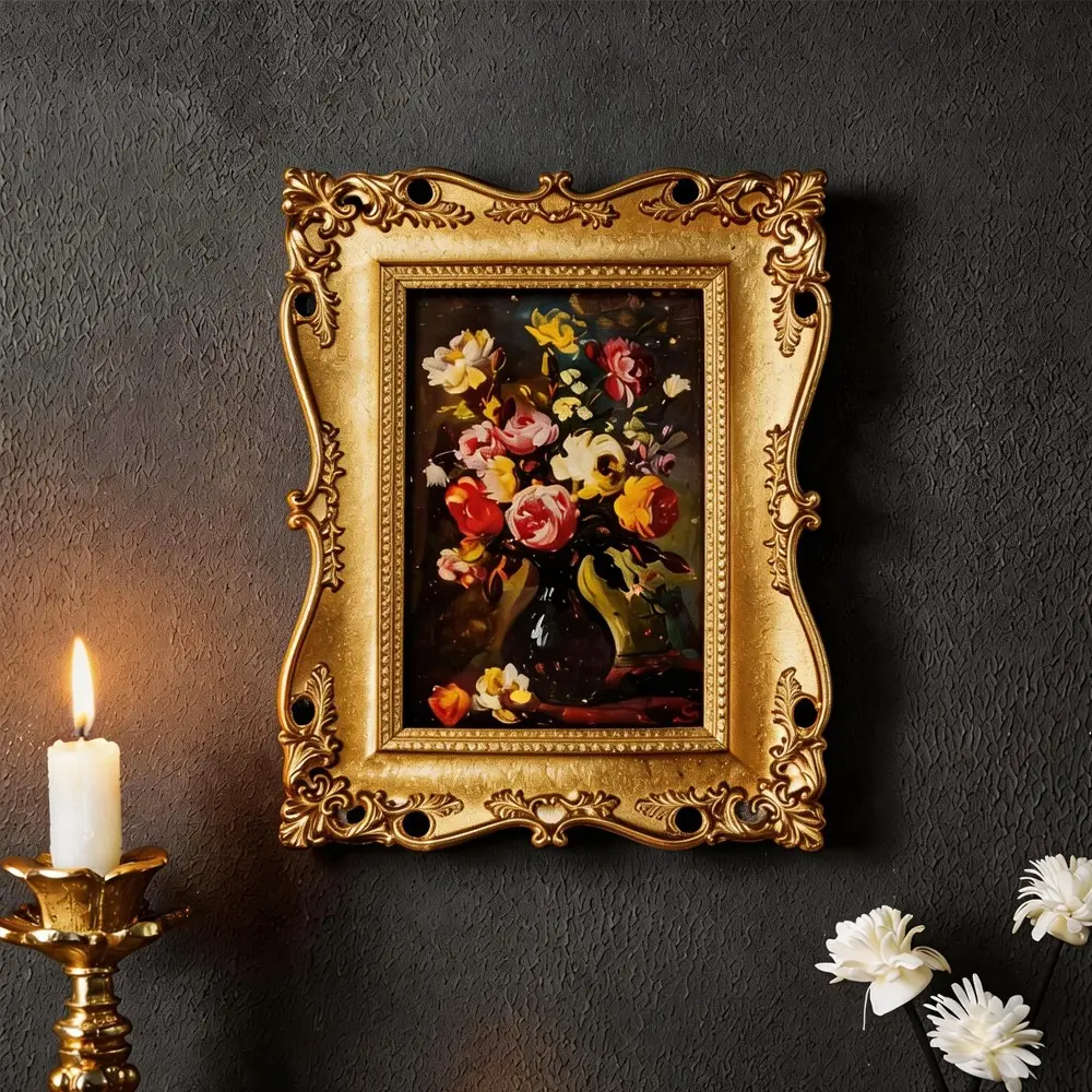 Vintage Resin Wall Frame, Modern Home Decor, Living Room & Bedroom Decoration, Background Photo Prop, Wall-Mounted Art Display, Modern Frames, Picture Frame, Photo Frames For Wall