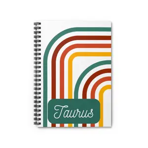 Taurus Spiral Composition Notebook - Ruled Line - Zodiac Sign - Rainbow themed