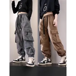 2025 Unisex Kids Spring-Fall Utility Pants - Big Kids Loose Cargo Trousers | Stylish Multi-Pocket Casual Pants