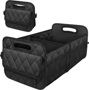 Car Trunk Organizer with 6 Pockets for SUV, Waterproof Polyester Storage, Black Car Organization Supplies
