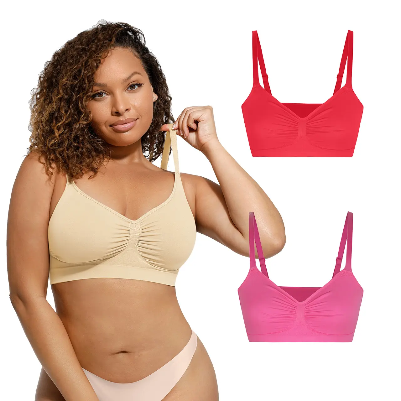 LIGHT BEIGE & PUCE RED & BRIGHT PINK