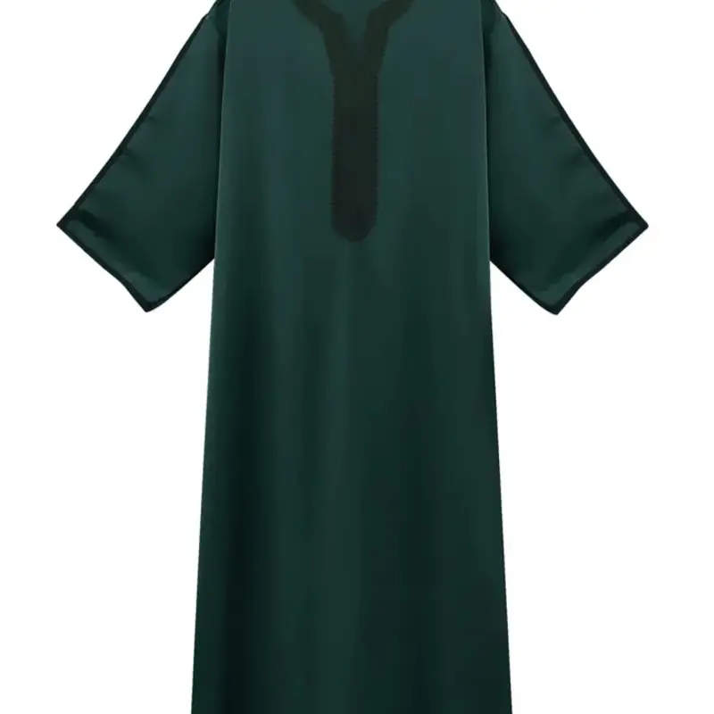 Moroccan Thobe - Green, Long Sleeves, Round Design, Comfortable Fit, Versatile Casual Wear