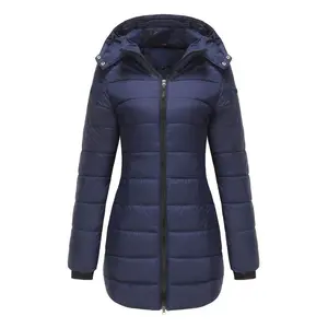 Women's Casual Warm Windproof Hooded Puffer Coat, Zip Up Outerwear with Detachable Hood, Travel, Everyday Padded Rainwear, Fall Winter Fashion Long Jacket, Winter Wardrobe Womenswear Plus Size S-XXL