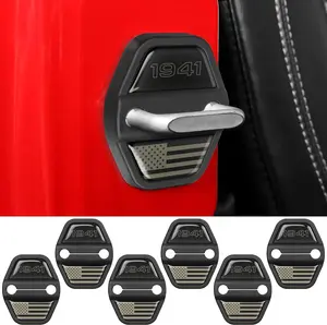 6PCS Door Lock Decoration Cover for 2018-2024 2025 Jeep Wrangler JL JLU 4XE Unlimited Sahara Sports Rubicon 2020-2025 Gladiator JT Accessories Door Latch Guard Cover Black